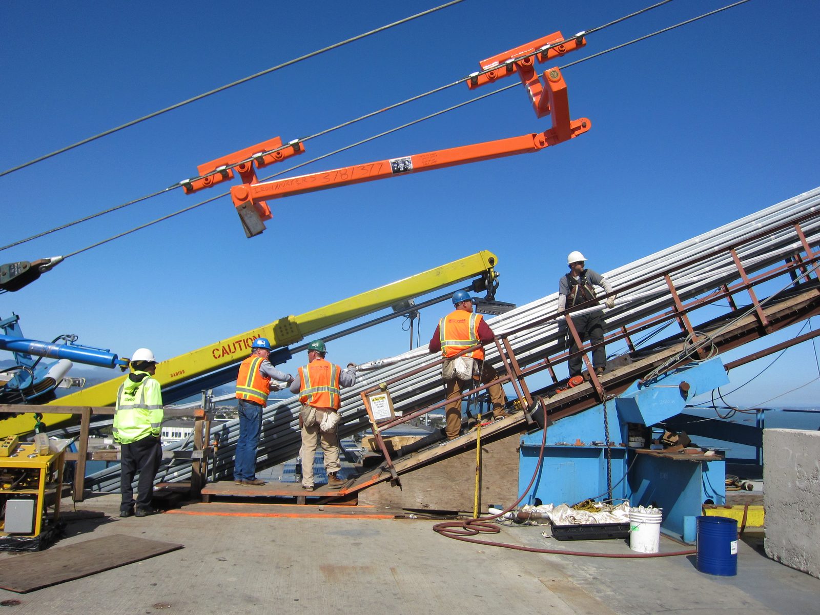 We are now near Yerba Buena Island, where the SAS main cable comes back to the deck.  There are...