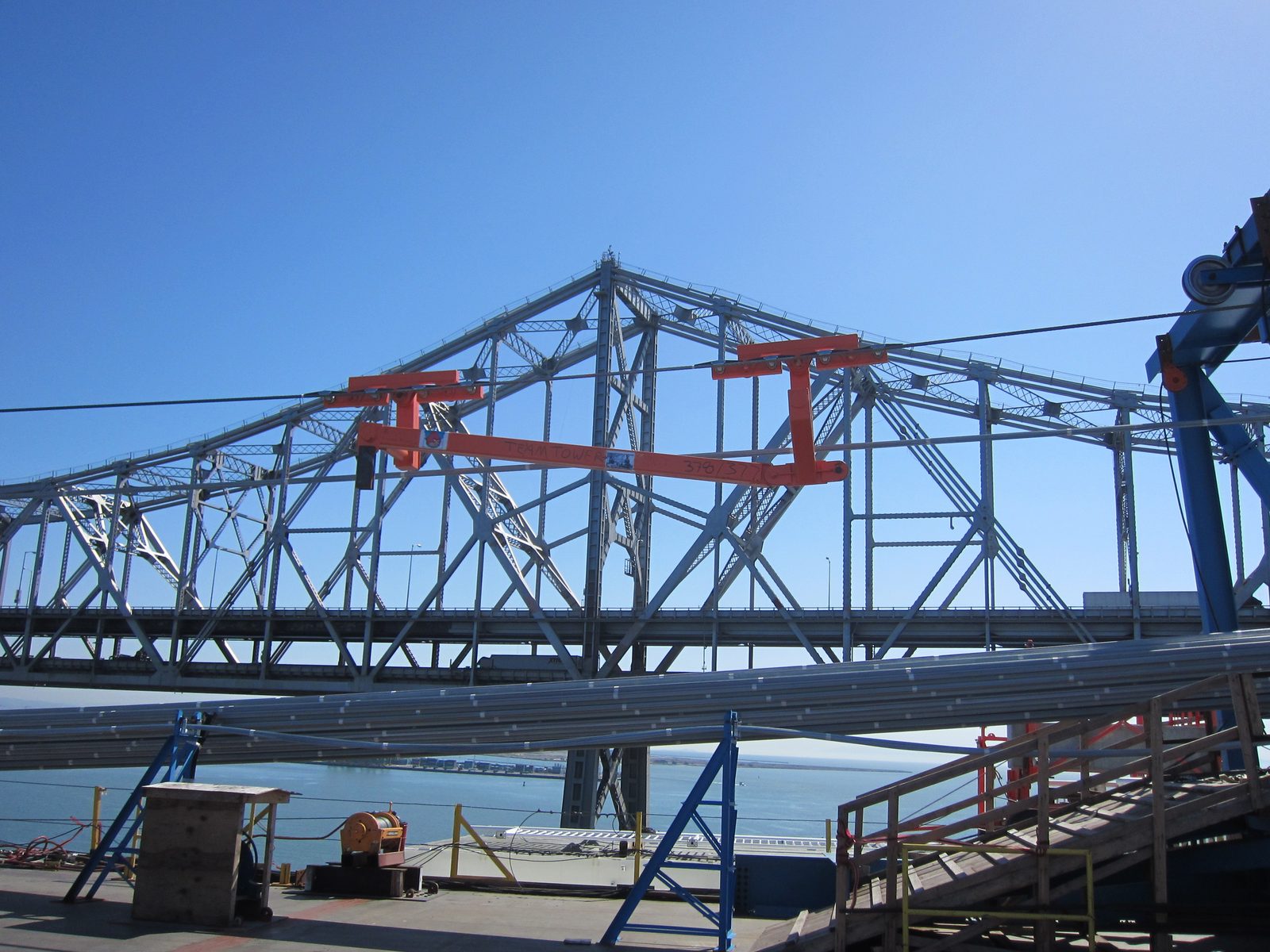 A second cable-moving trolley.