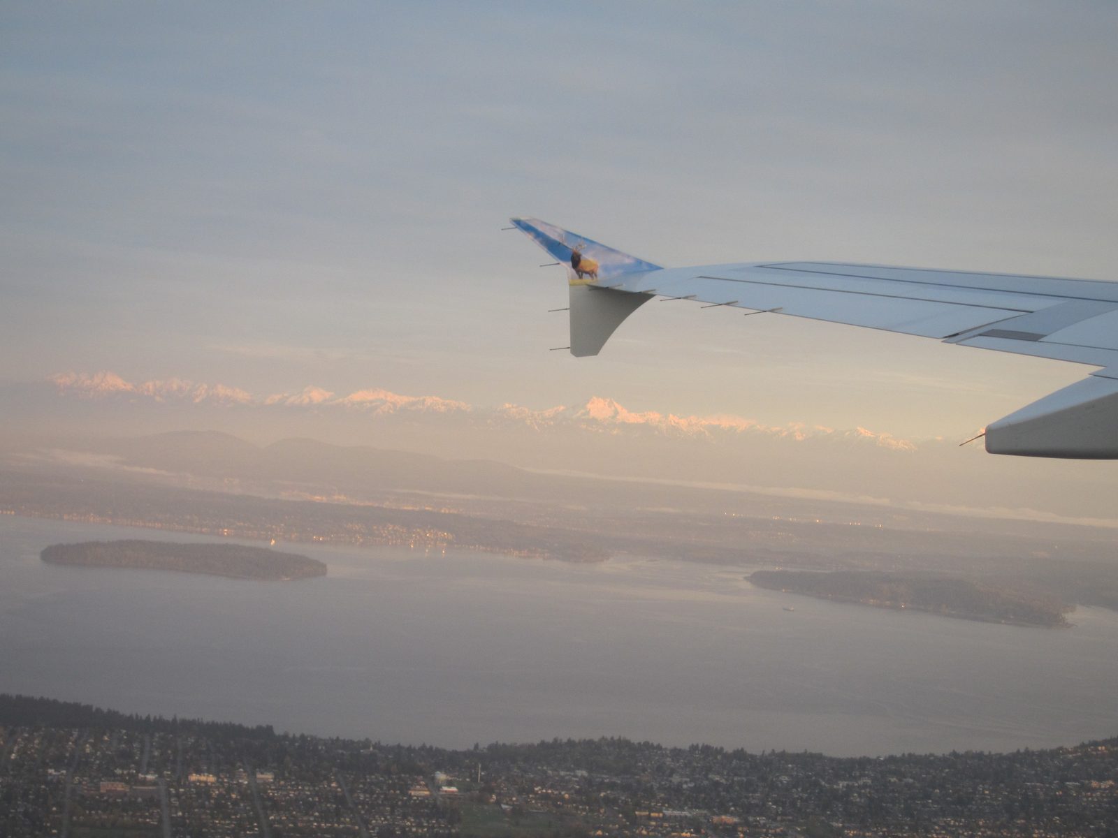 Flying out of Seattle, looking at the Olympic Mountains across Puget Sound.  It was much more...