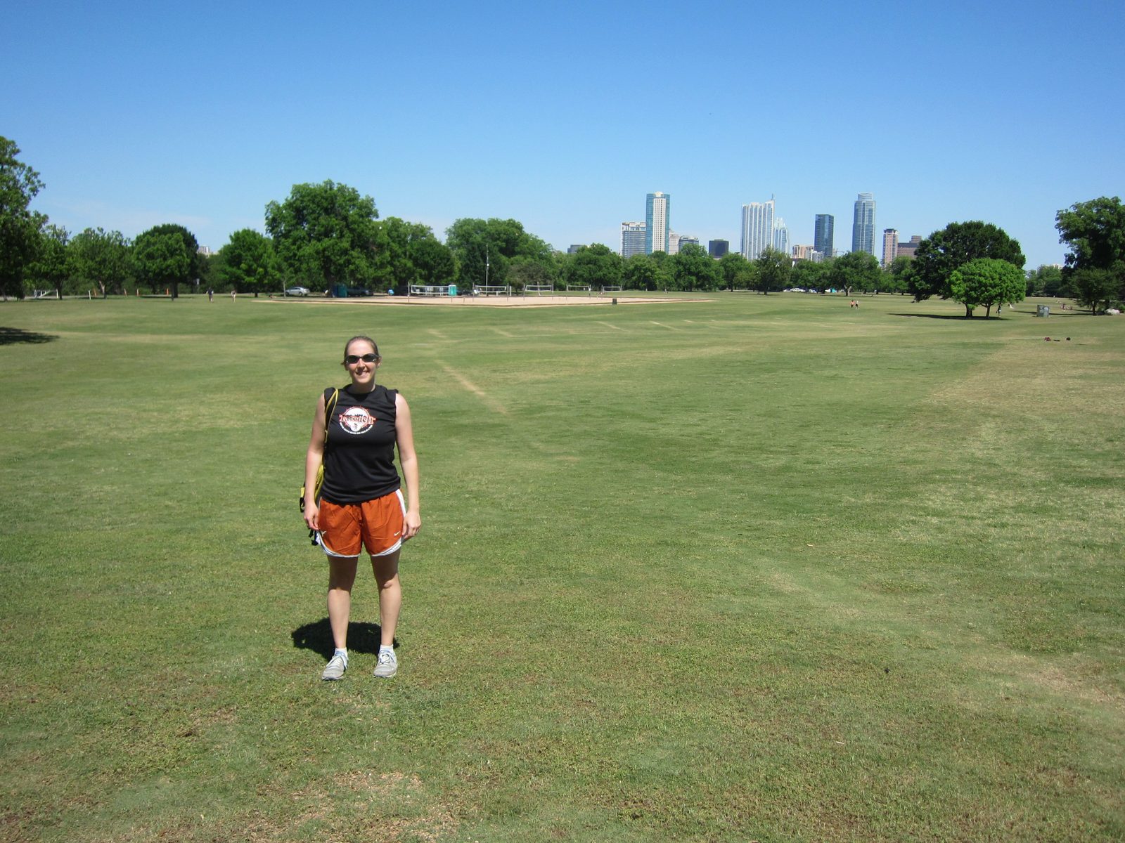Catherine in Zilker.  Check out those awesome new shorts!