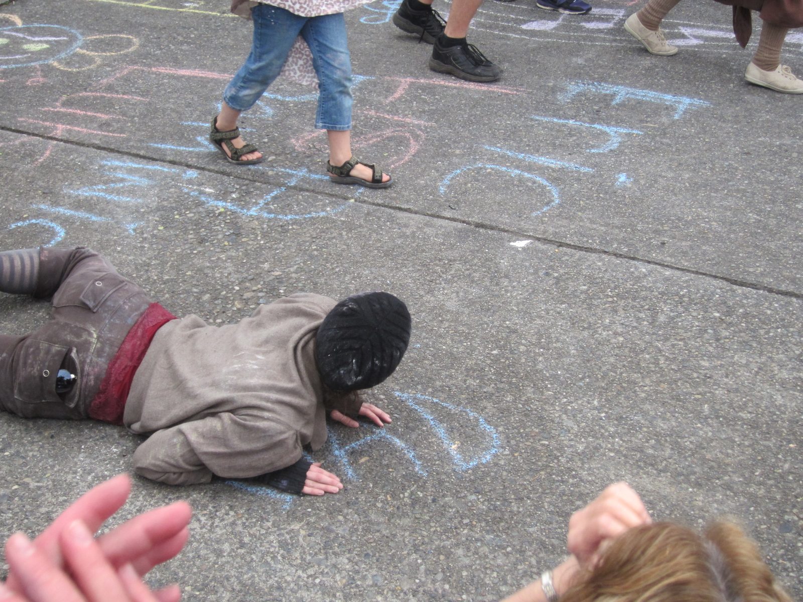 I never did understand what this lady was doing or what she was, but she crawled on her belly as...