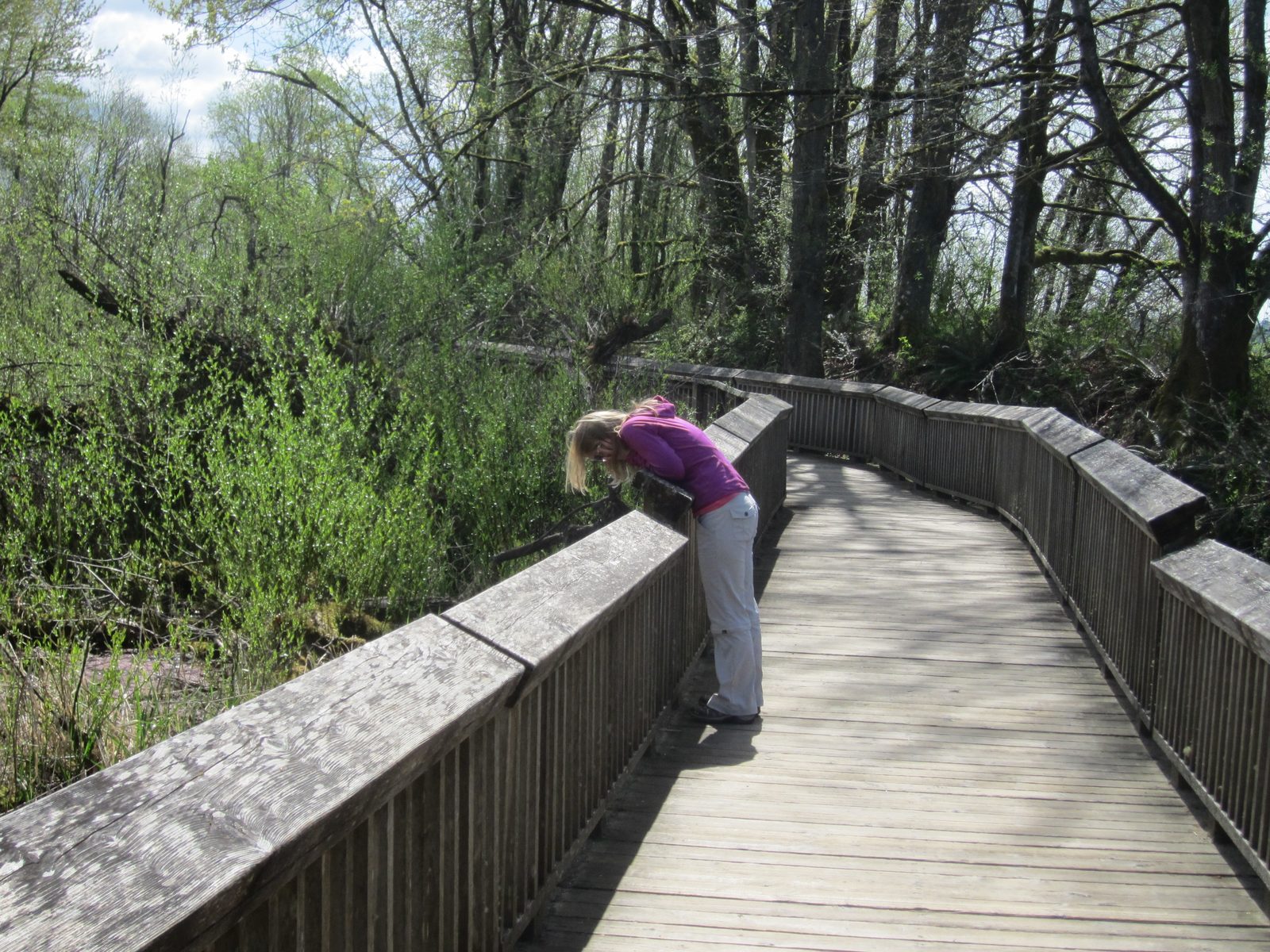 Diana looks for water creatures.