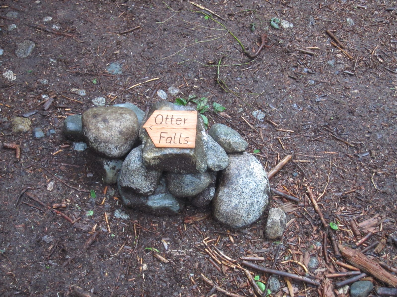 We had been told there would be obvious cairns in the trail for the Otter Falls turnoff... we...