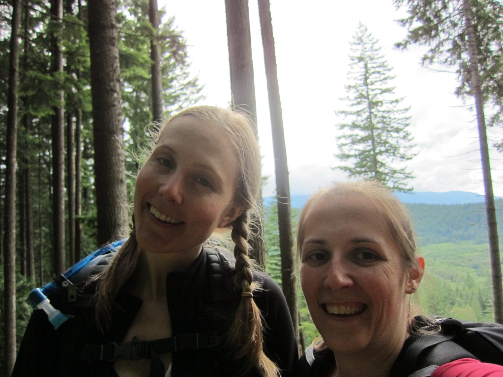This was our only picture-with-view, taken at the same clearing I'd seen on the way up and...