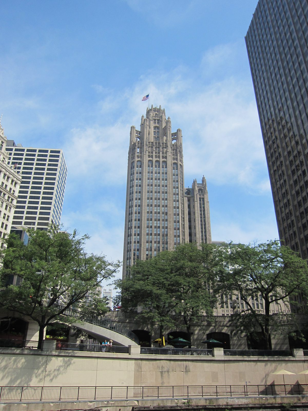 The Chicago Tribune building.