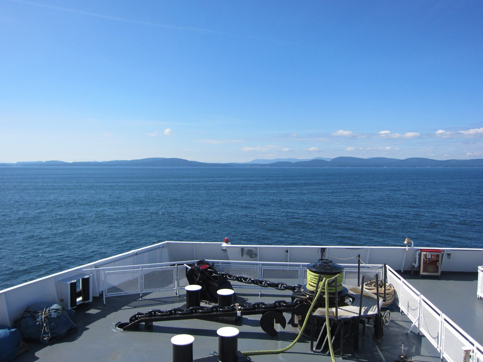 Looking over the bow towards Vancouver Island (home of Victoria, but not Vancouver).