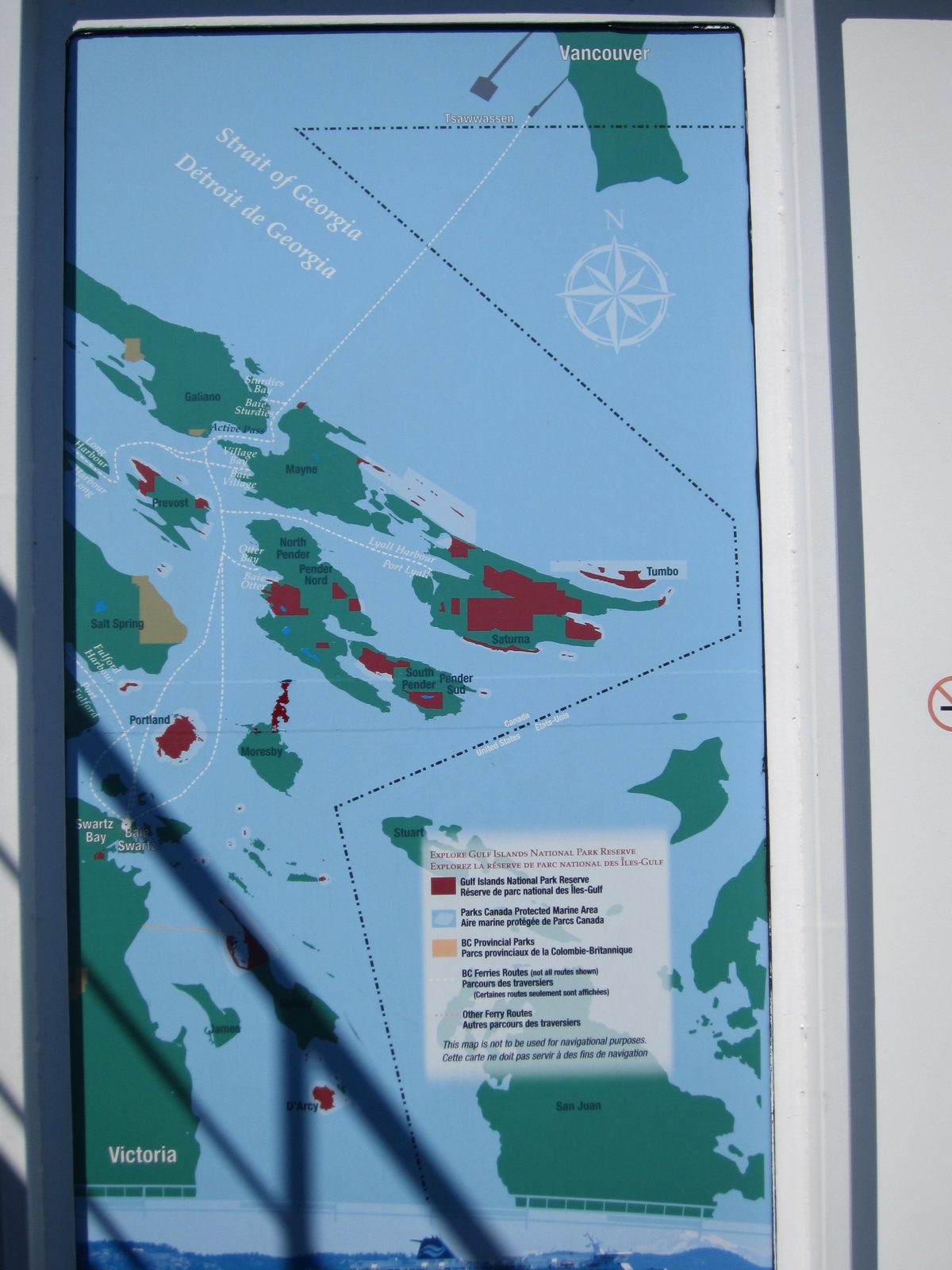 Perhaps I mis-identified our nautical location as Boundary Pass.  This maps shows it without a...