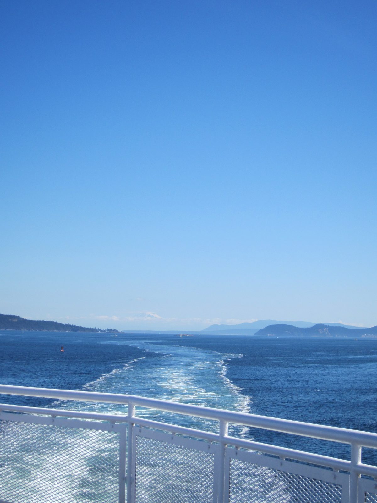 Looking back towards Vancouver.  CORRECTION: looking east/southeast, and seeing... Mt. Baker? in...