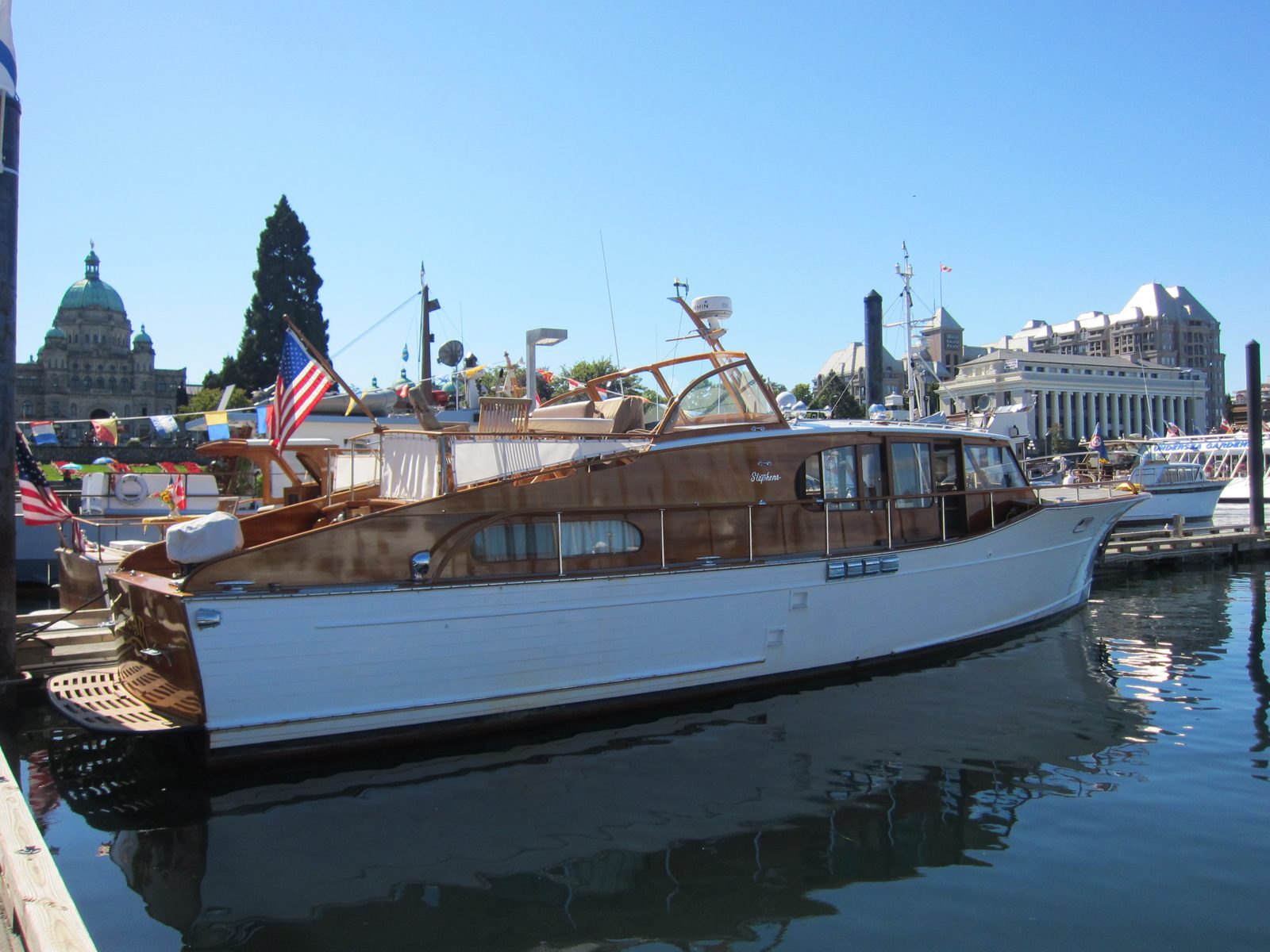 A wooden boat at the wooden boat show that was going on while we were in town.  Our hotel is...