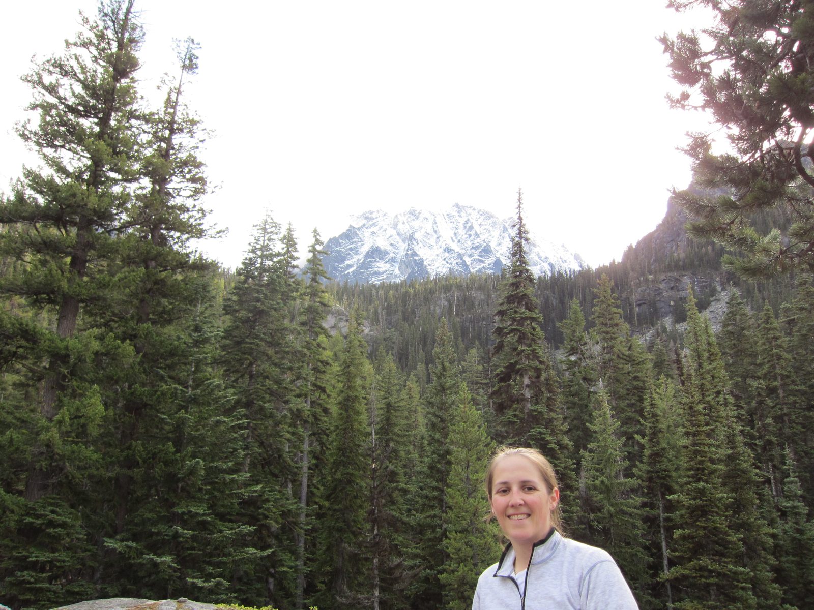 Catherine in front of Dragontail Peak.