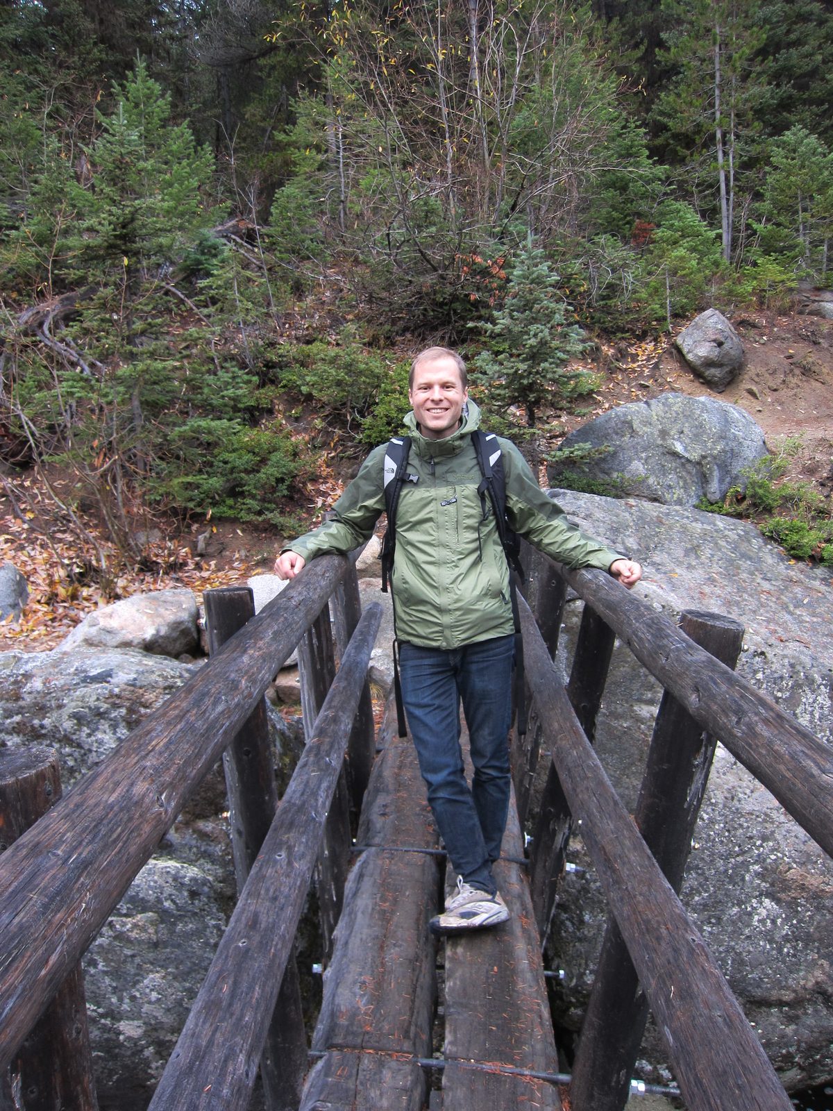 John crossing Mountaineer Creek.