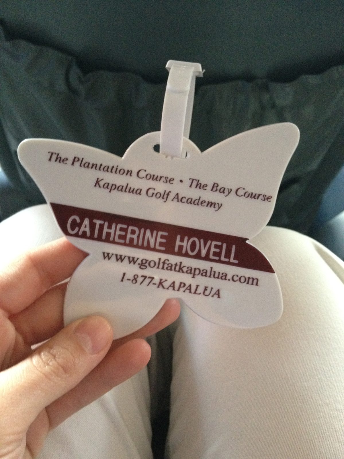 Bob needed a bag tag from Kapalua, and somehow I ended up with one, too.  Now my new roller...