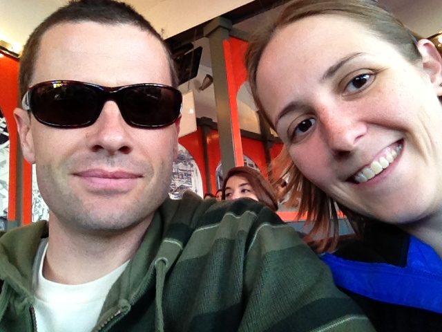 Later, we went to Santa Cruz and walked the boardwalk.  There was a roller coaster.  We rode it....