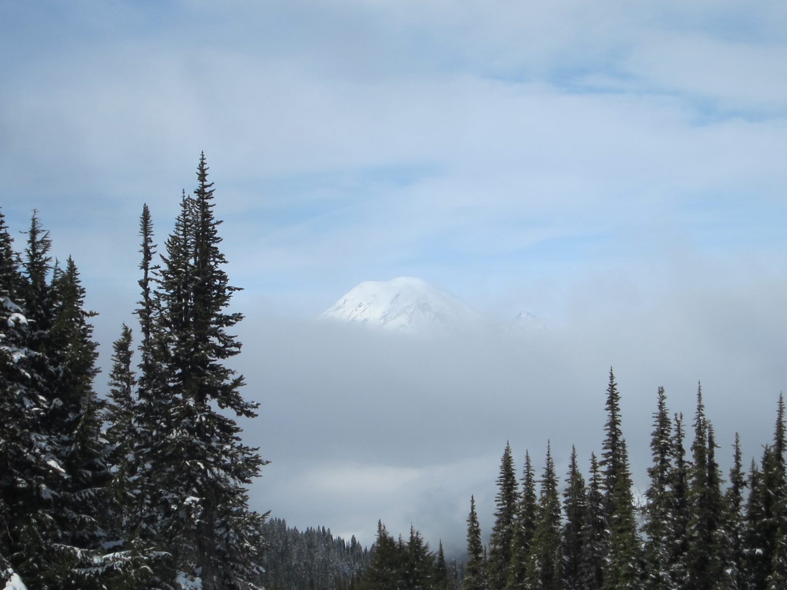 On our first lift of the day, Rainier was totally visible.  But I couldn't get my camera out...