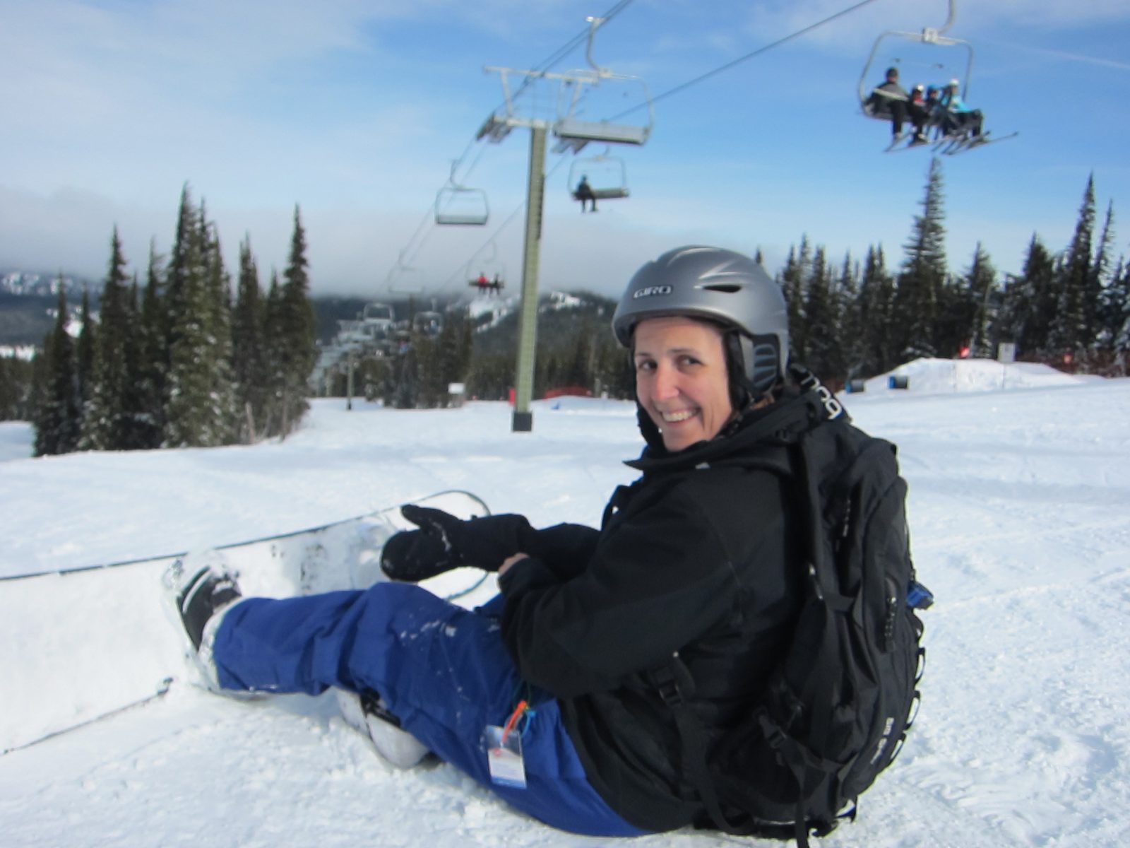 Catherine under the Basin Quad lift.