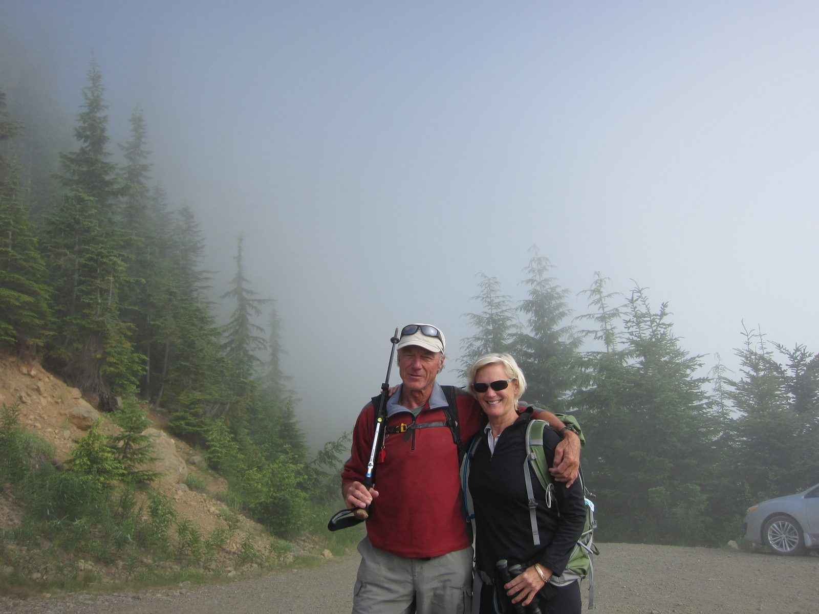 Here's a photo of Frank and Kathie, and the faintest hint of blue skies in the background.