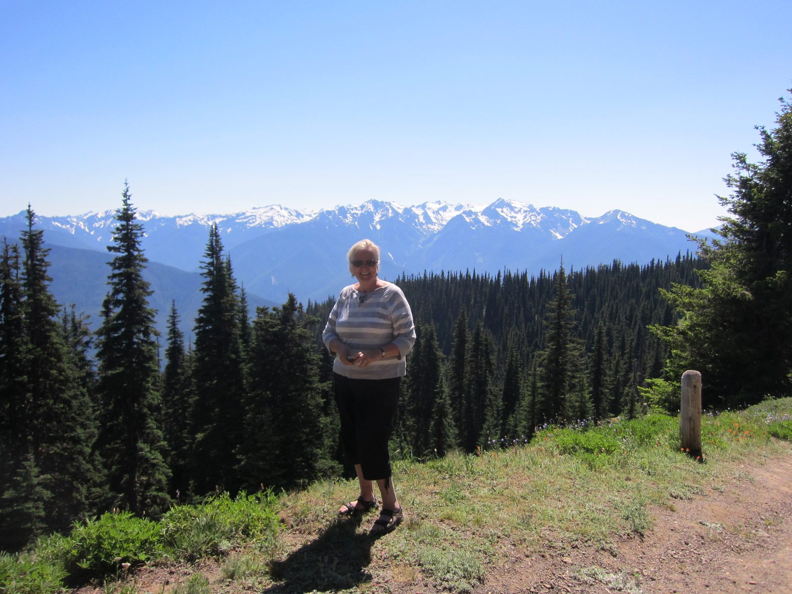 Mom with the mountains.