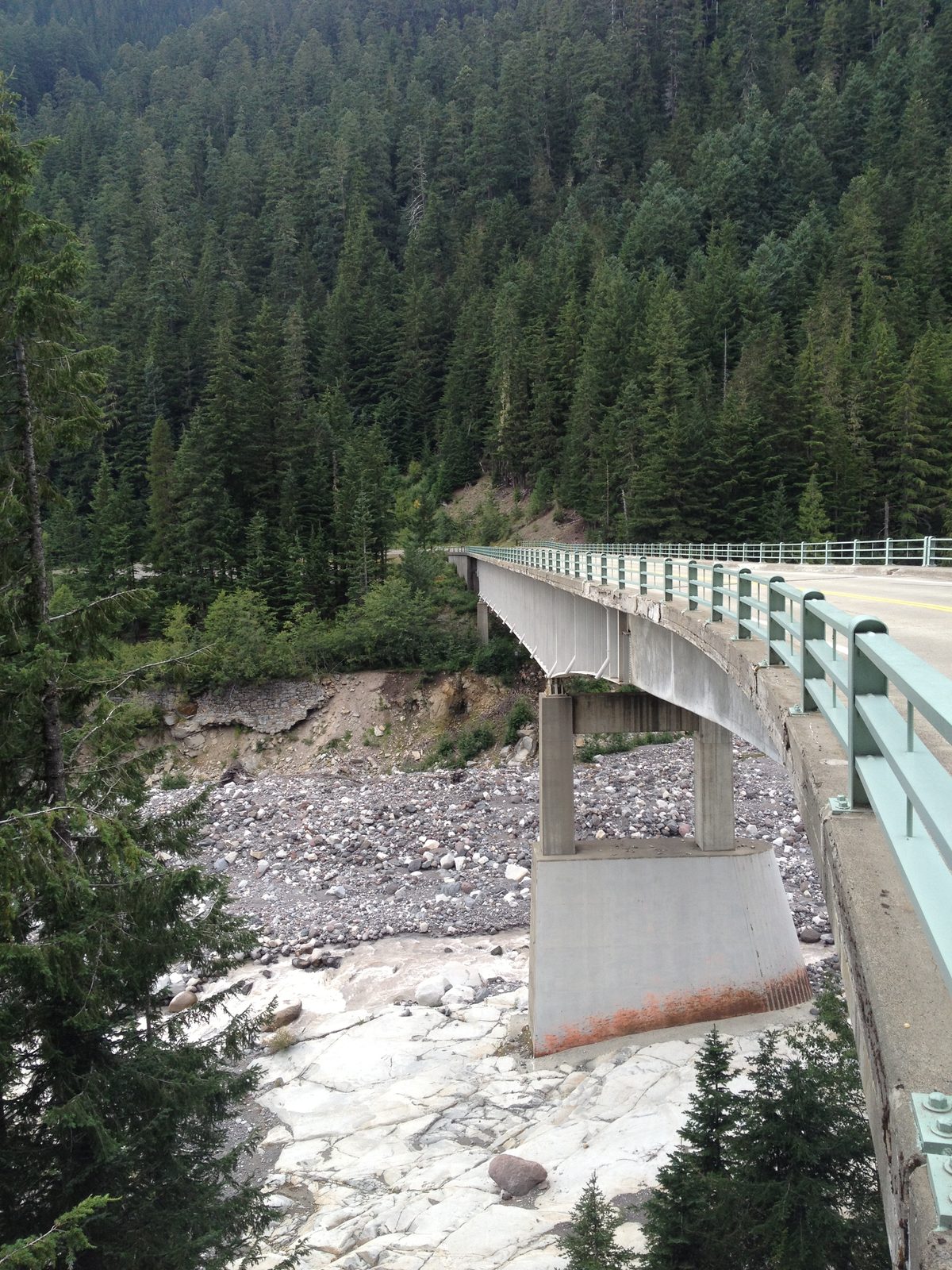 Looking back at the bridge, of course.