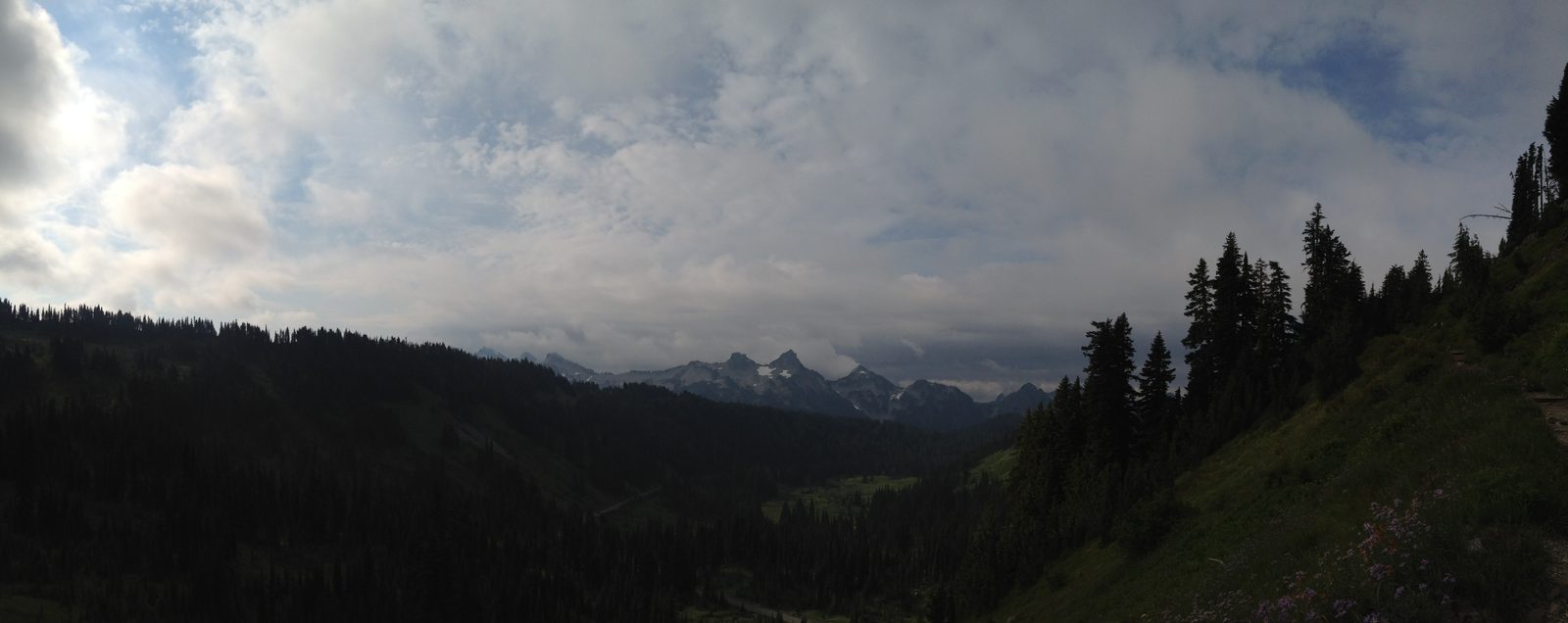 Panorama looking away from Mt Rainier towards what I believe is the Sawtooth Range.