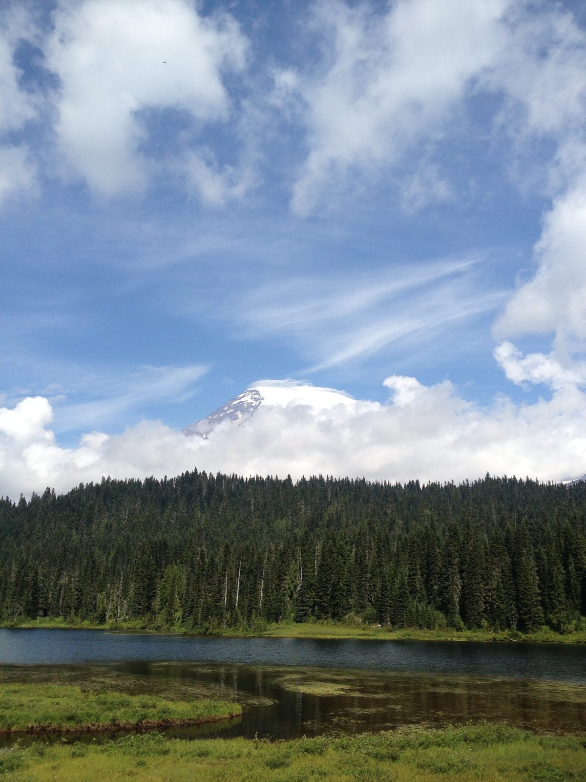 The top of the mountain peaked out for a bit.