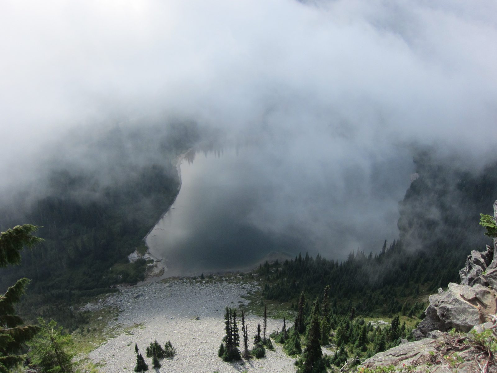 The clouds didn't clear to a point of a great view while we were there, but we could at least...