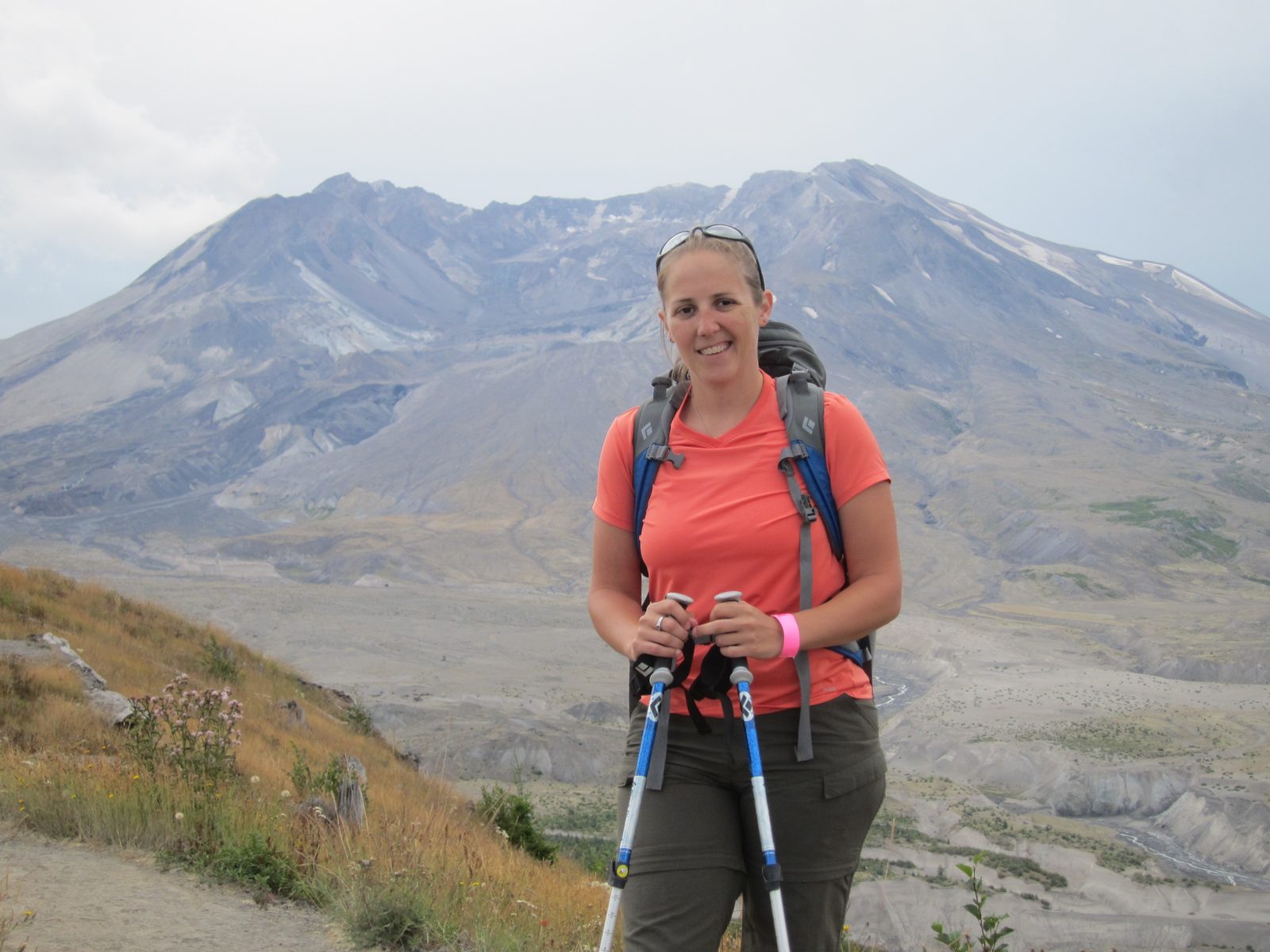 Catherine ready for a hike in front of the mountain. I was fascinated by the glaciers in the...