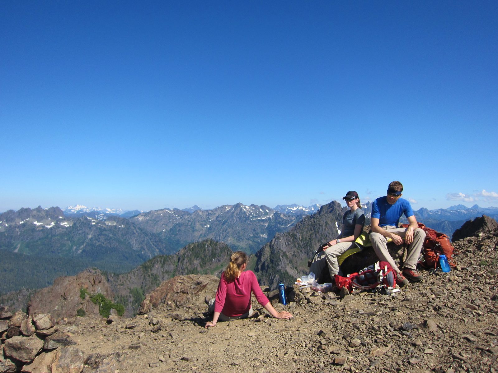 Lunch! Not a bad view. We're not quite at the top, but at a saddle a few hundred feet below the...
