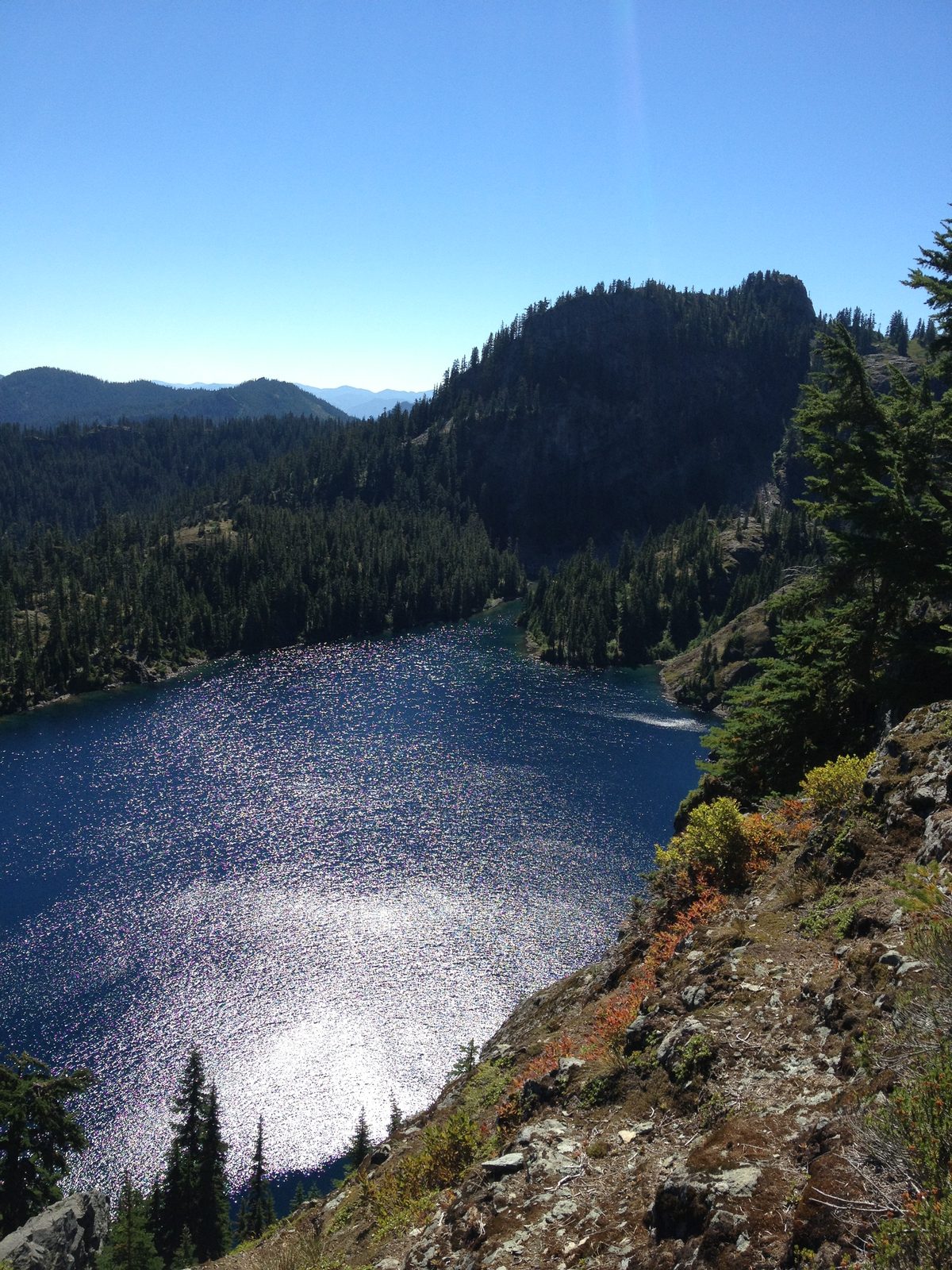 Looking down at Rachel Lake.