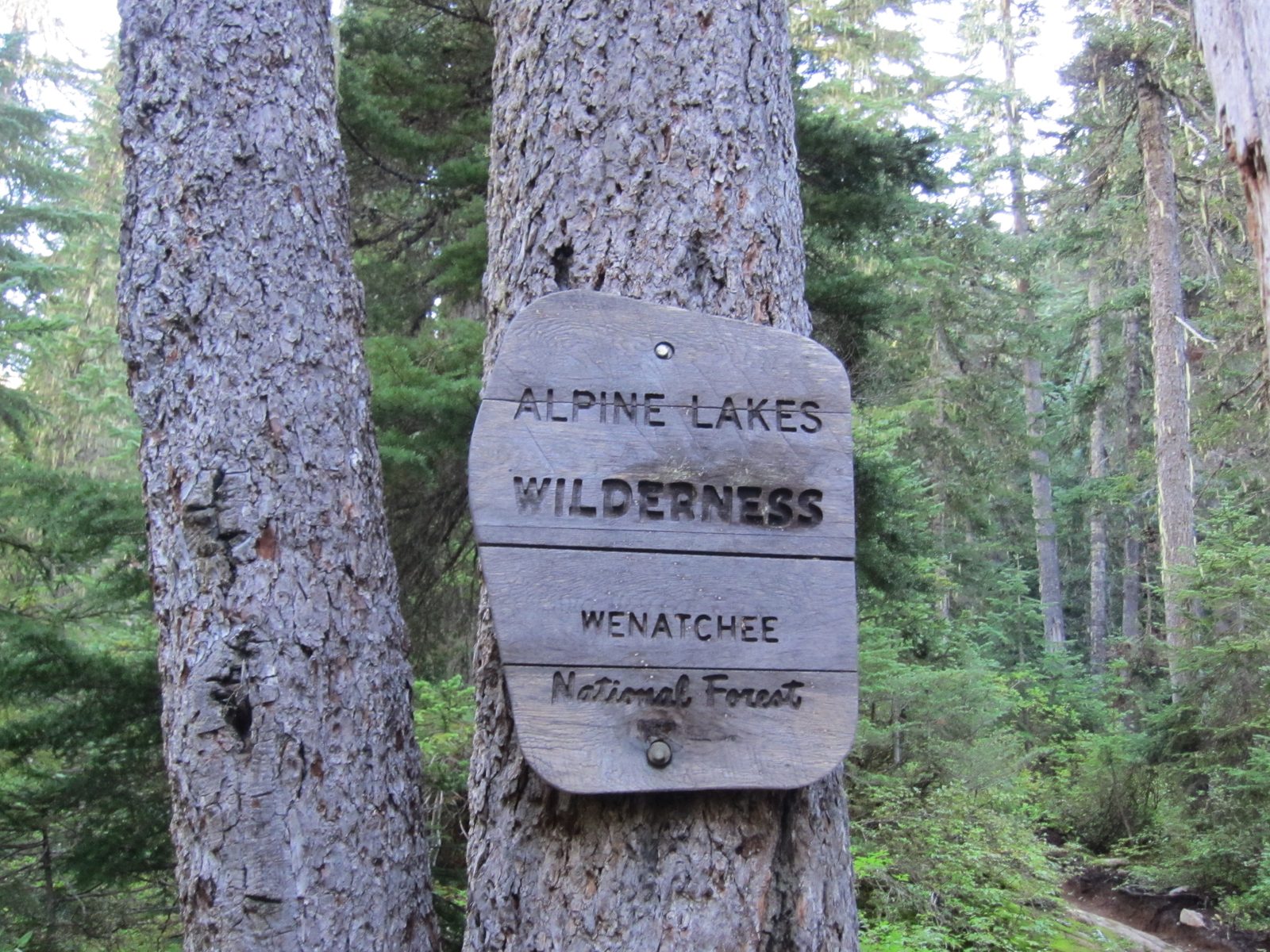 The trail is in the Alpine Lakes Wilderness in the Wenatchee National Forest.