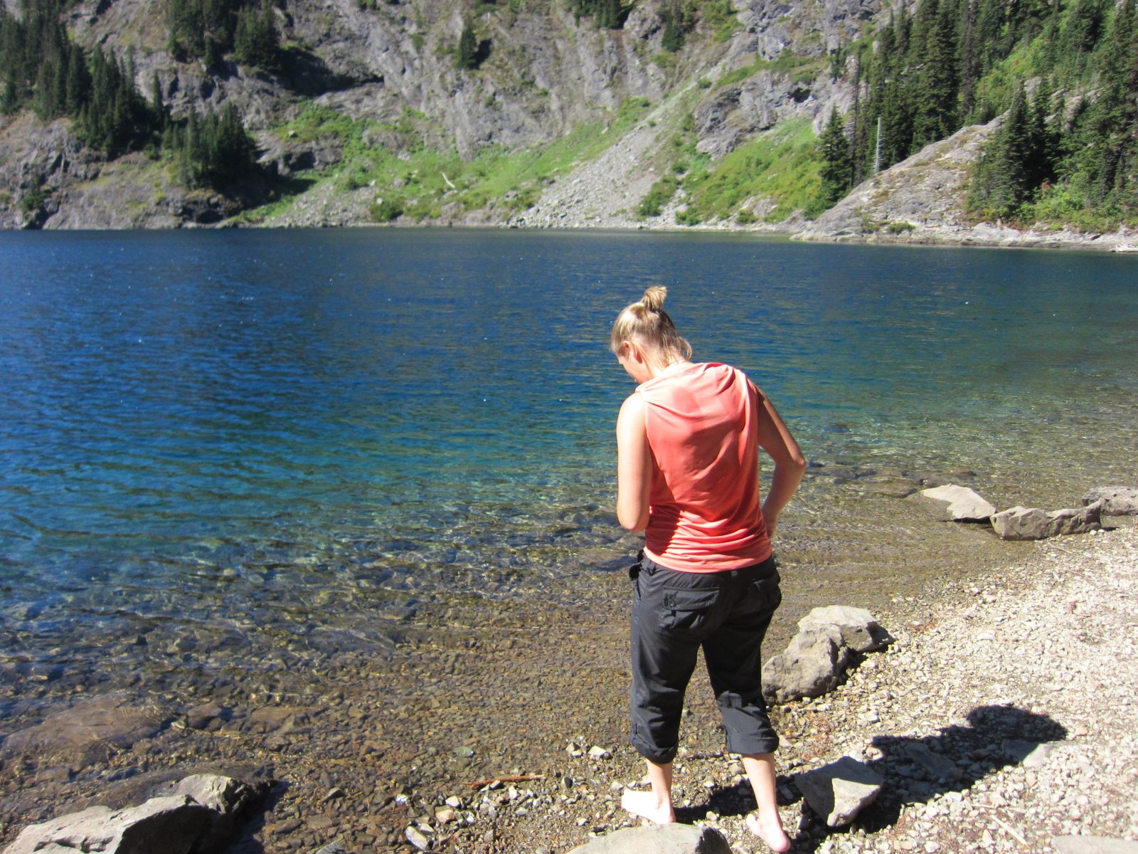 Now, having hiked 4 miles and it being hot and there being a lake, me not going swimming was...