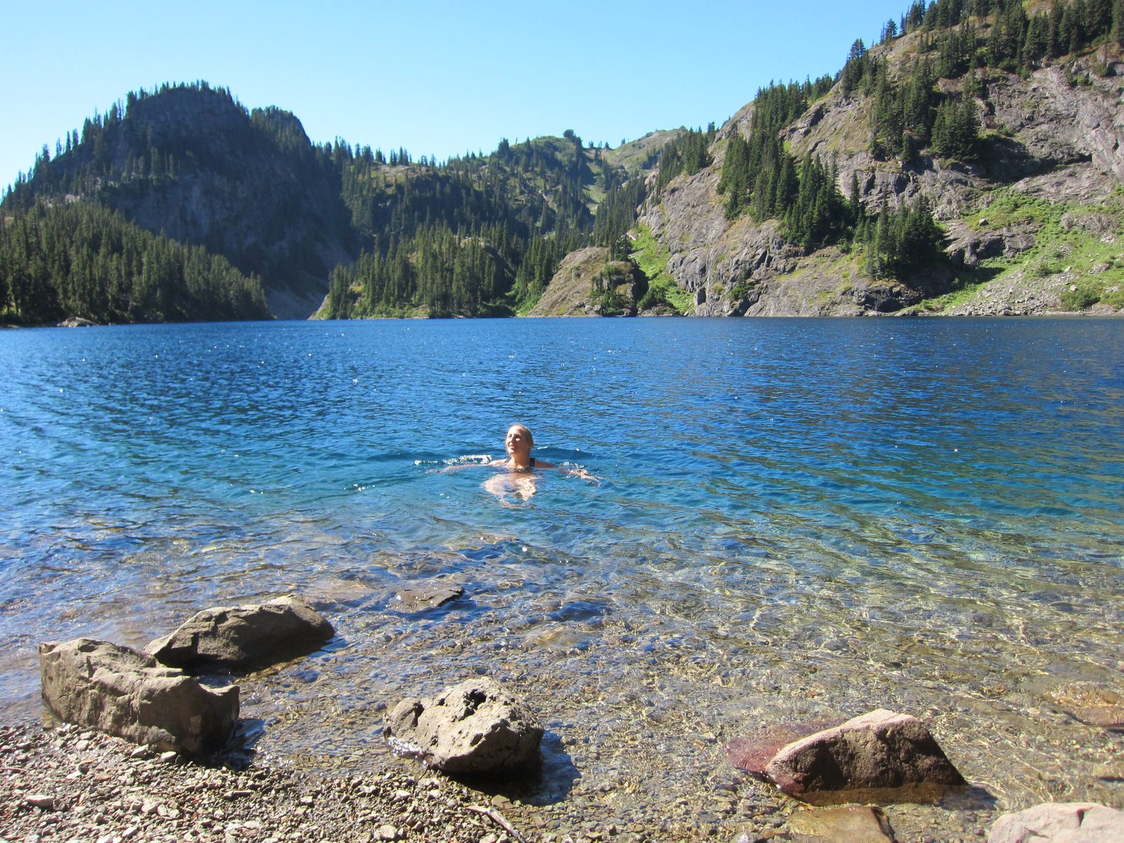 Trying to breathe in the cold cold water.
