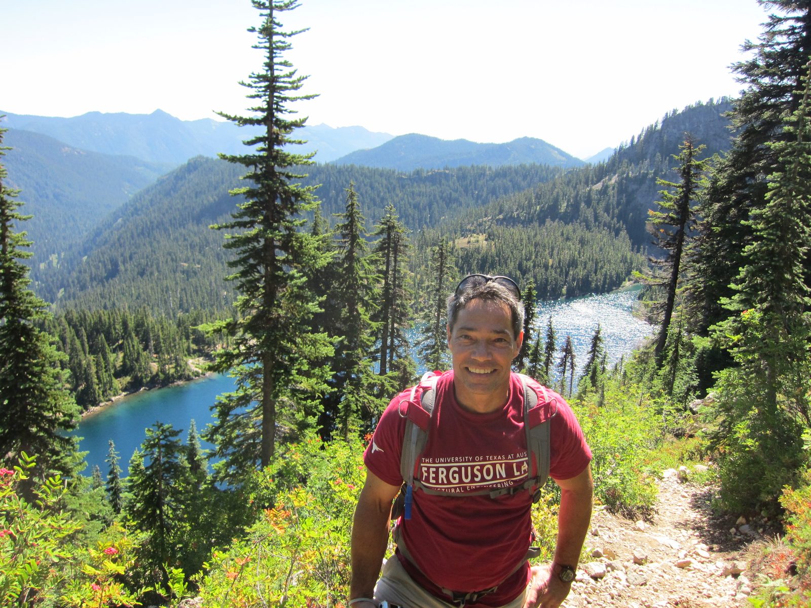 Andrew above Rachel Lake (representing FSEL, yay!).