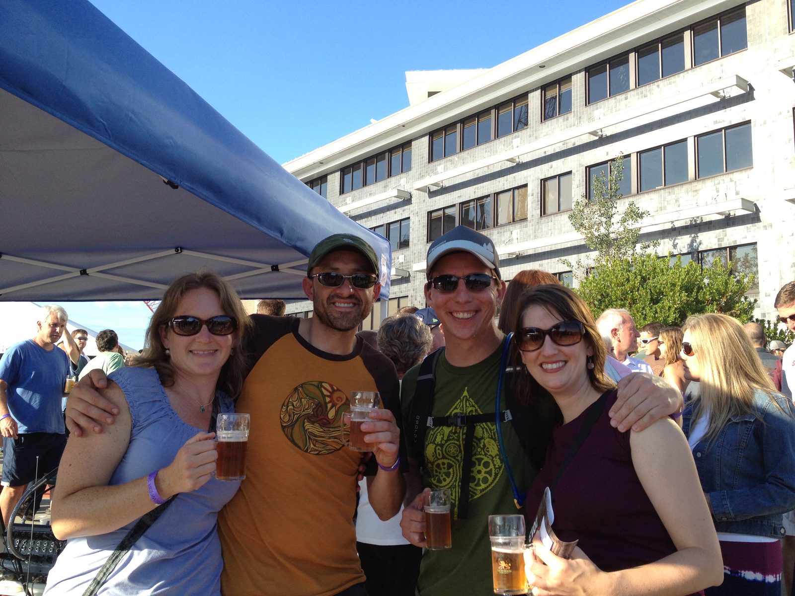 Olympia friends Sarah, Justin, John, and Stephanie at Brew Fest 2013 in Olympia.