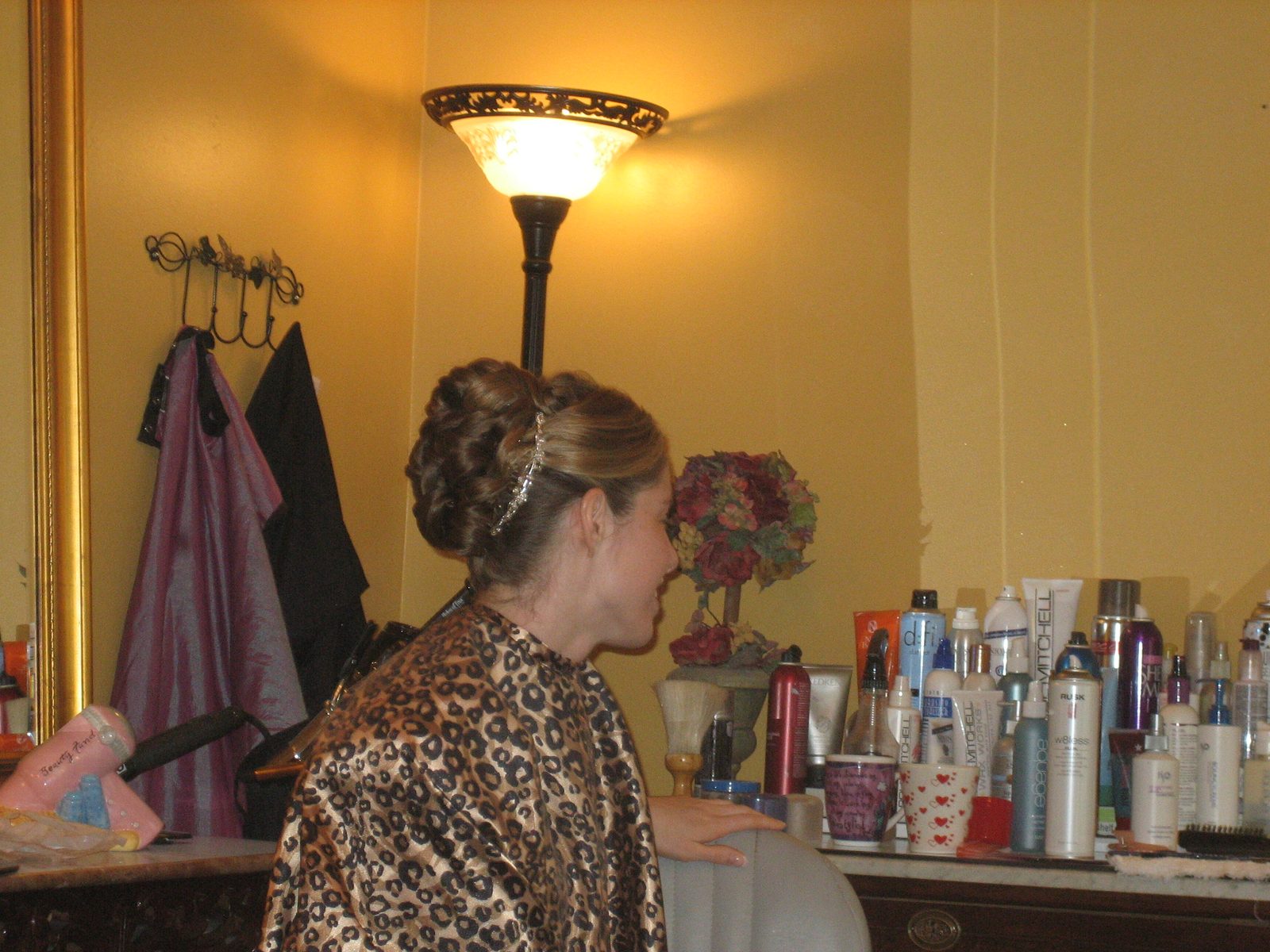 The side of Amber's hair.