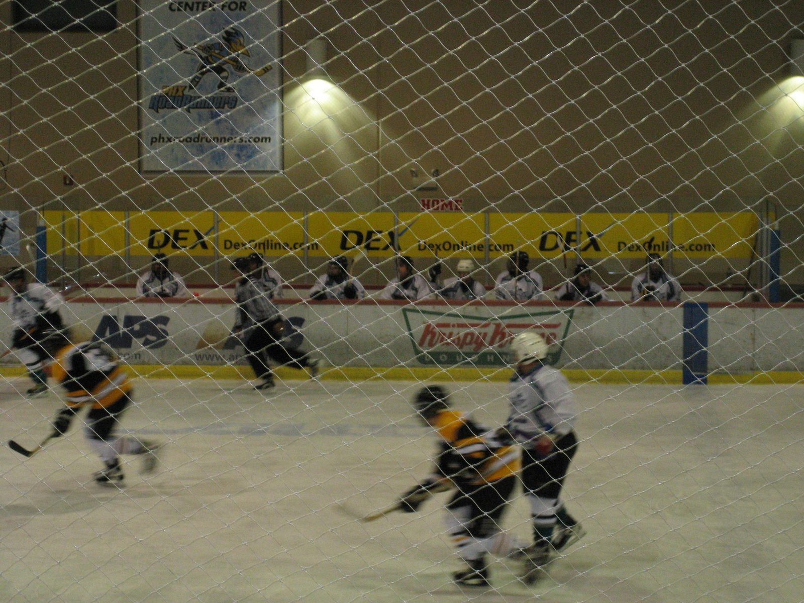 The second Posse game, at the Ice Den.  Crappy photo because of the netting, but you can see the...