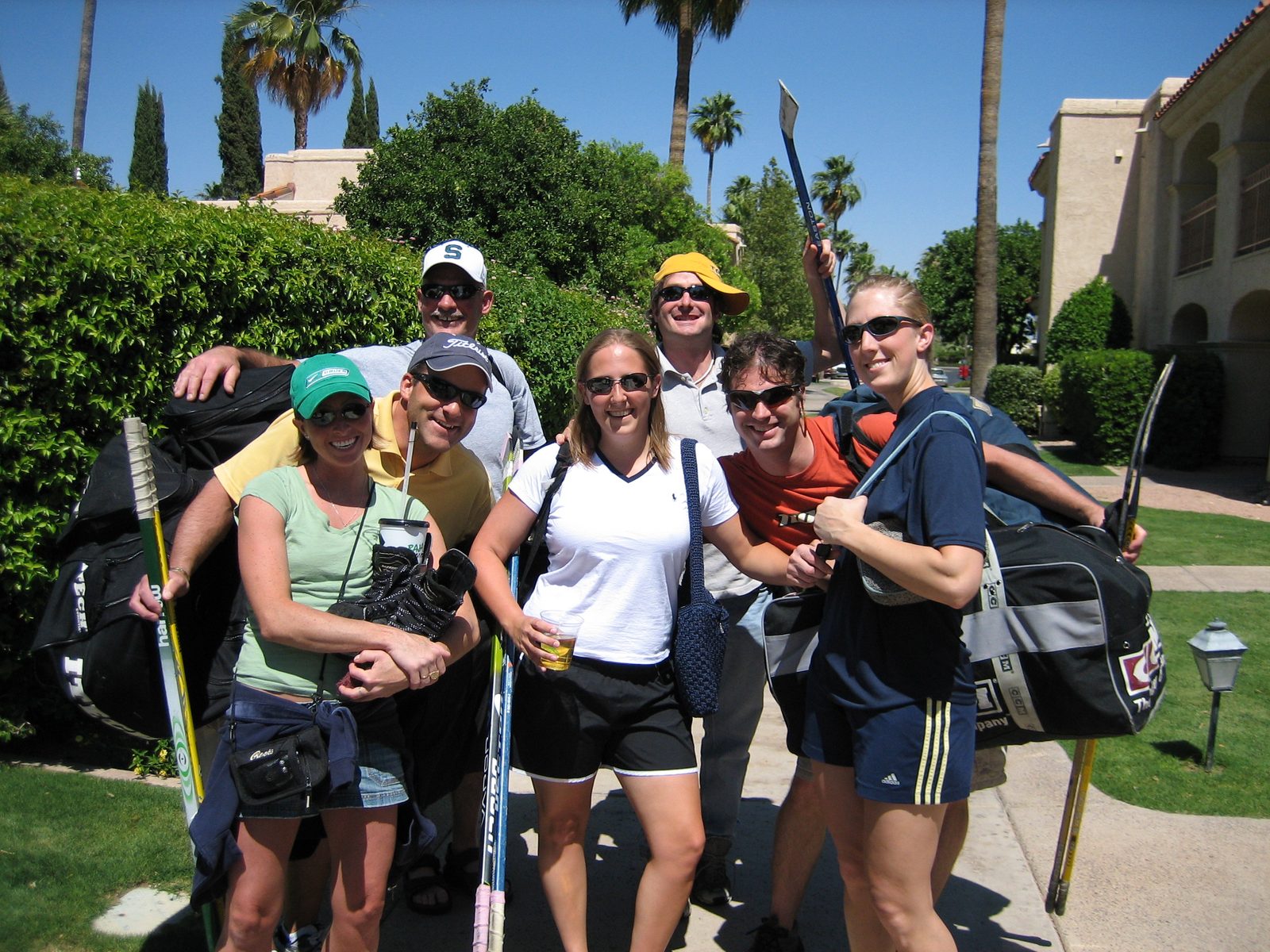 Heading out to Old School's second game (Saturday).  Don and Jason in the back; Erin, Steve,...