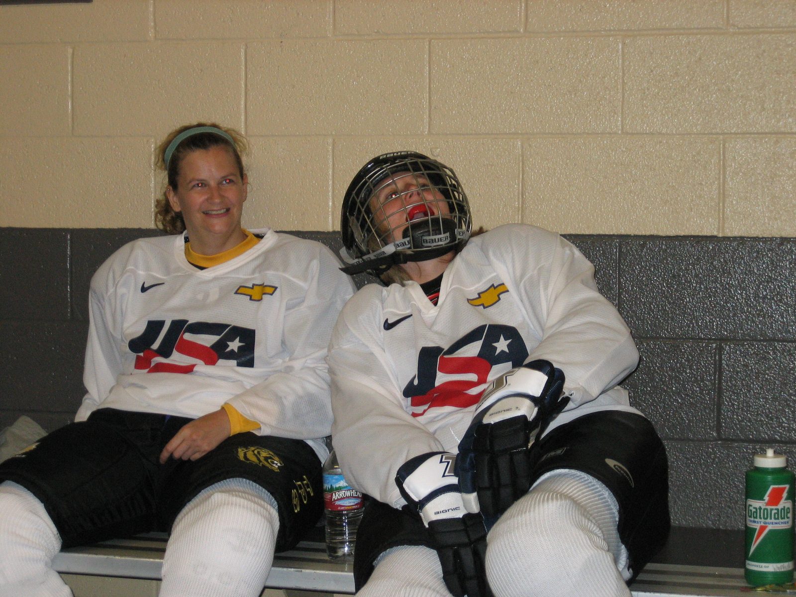 More pre-game.  Ah, Morgan, oblivious to what is to come ahead (GAME-WINNER!!!), and Kiki.