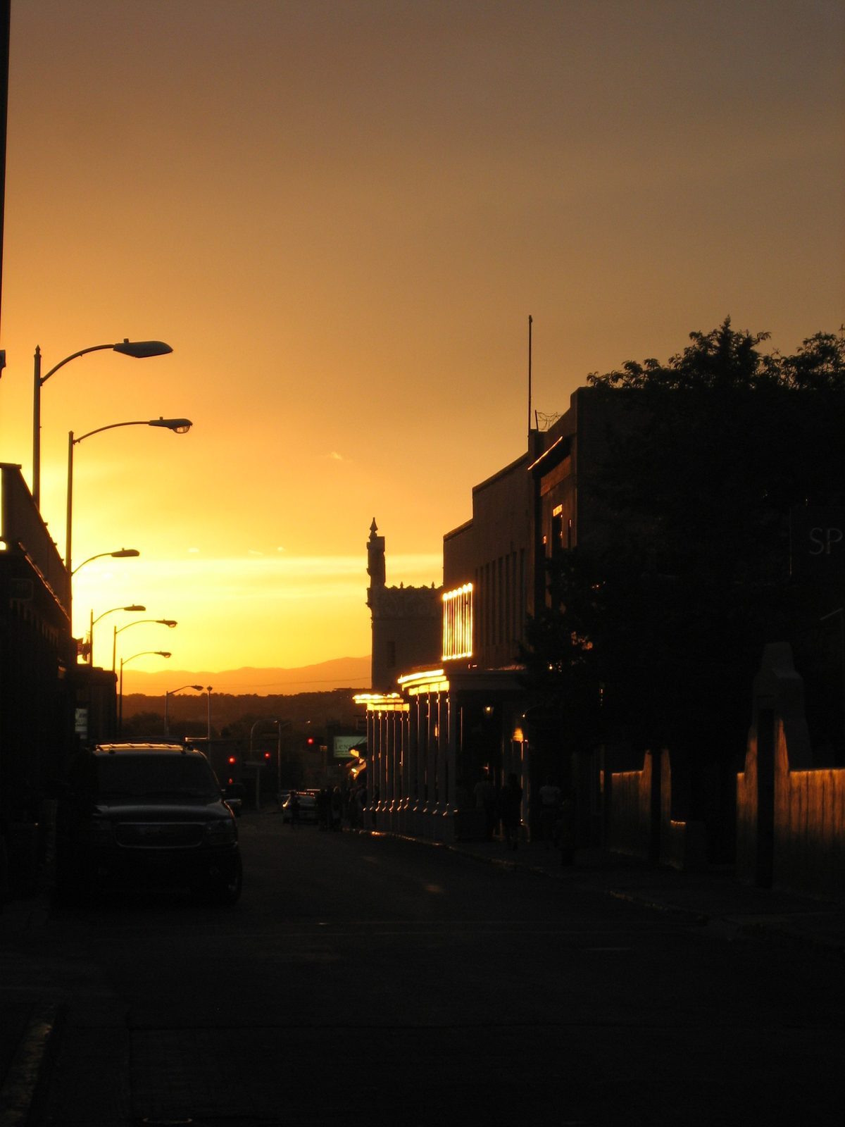 Sunset from the square in Santa Fe, NM