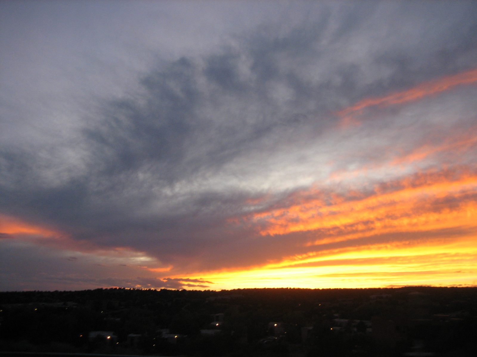 The sunset over the hills as we left town, Colorado-bound!