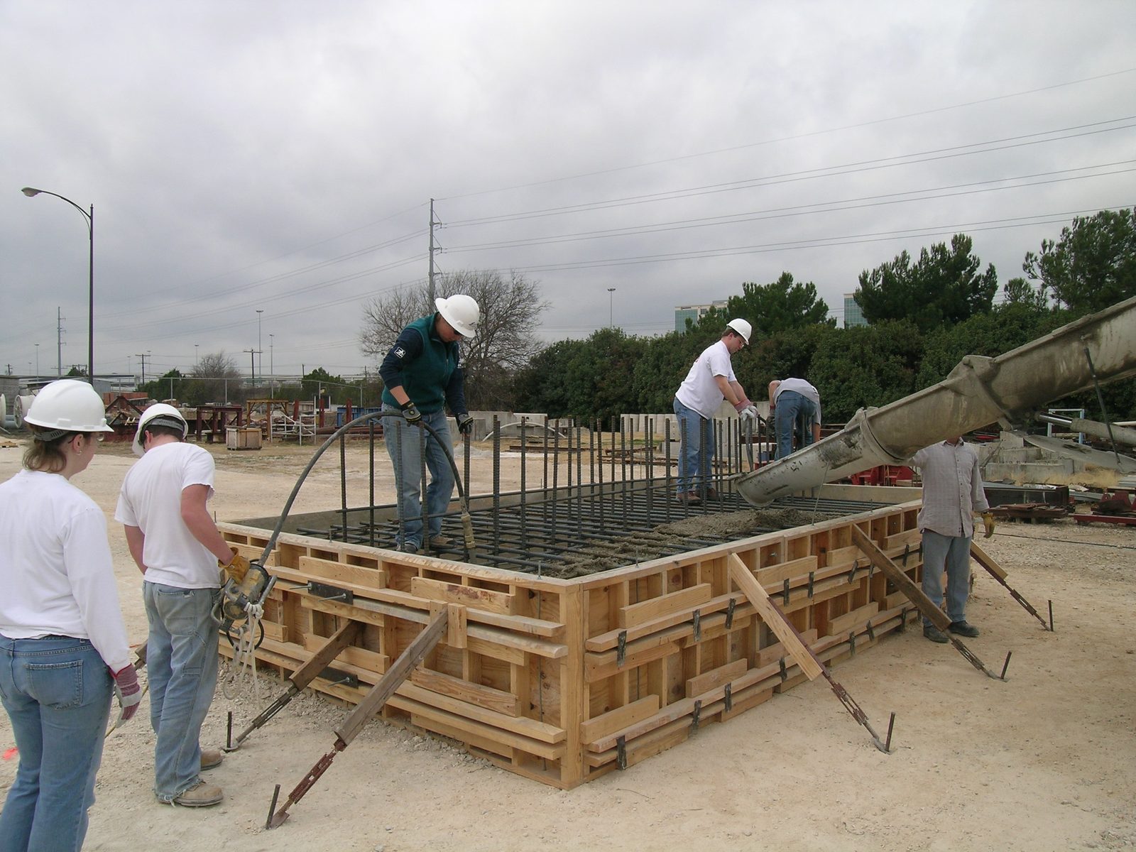 During the pour of the north base.  Left to right: Katie, Jim, me, Lewis, Greg, Tim.  I'm using...