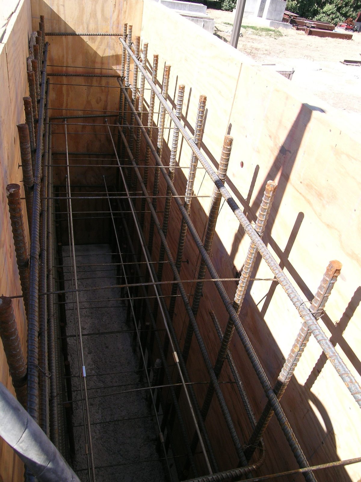Looking down into the south wall, just before casting.