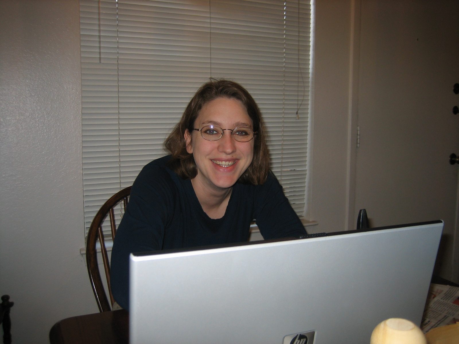 Catherine's friend Colleen at her table in Lubbock.