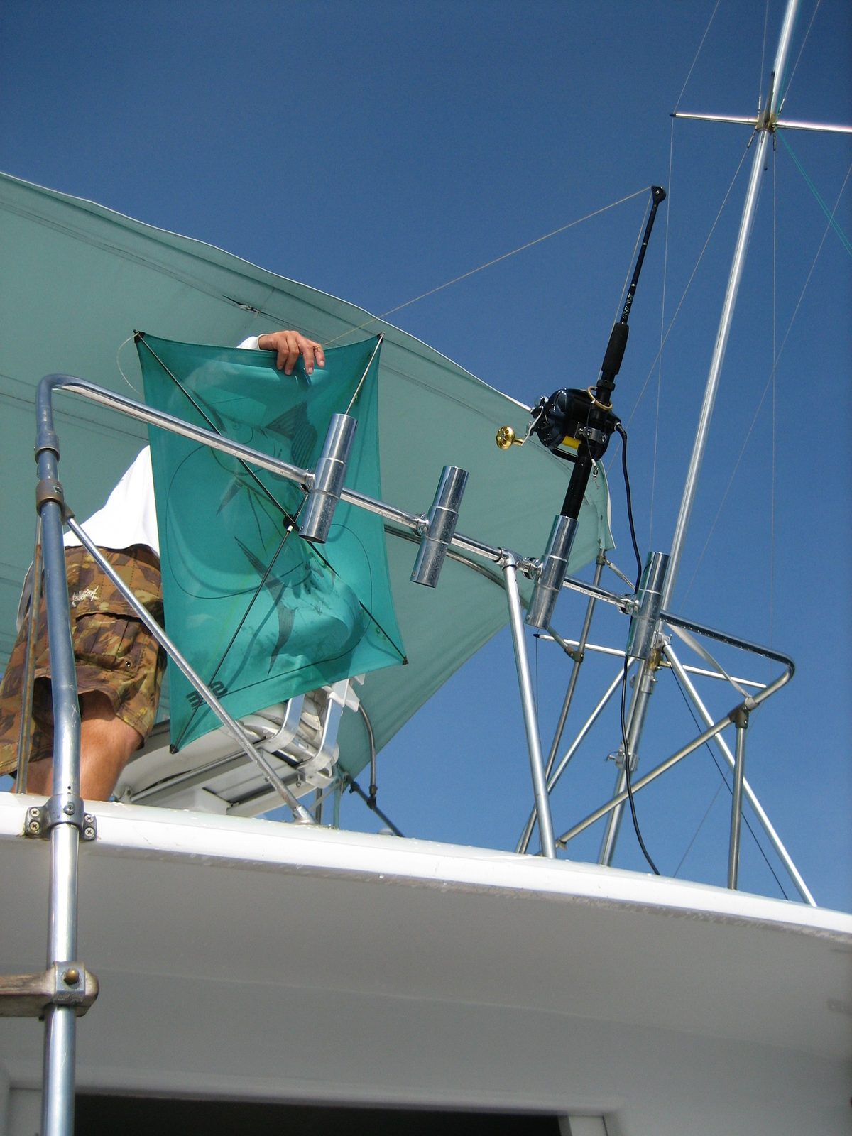 Setting out the kite that was attached to bait, far away from the boat