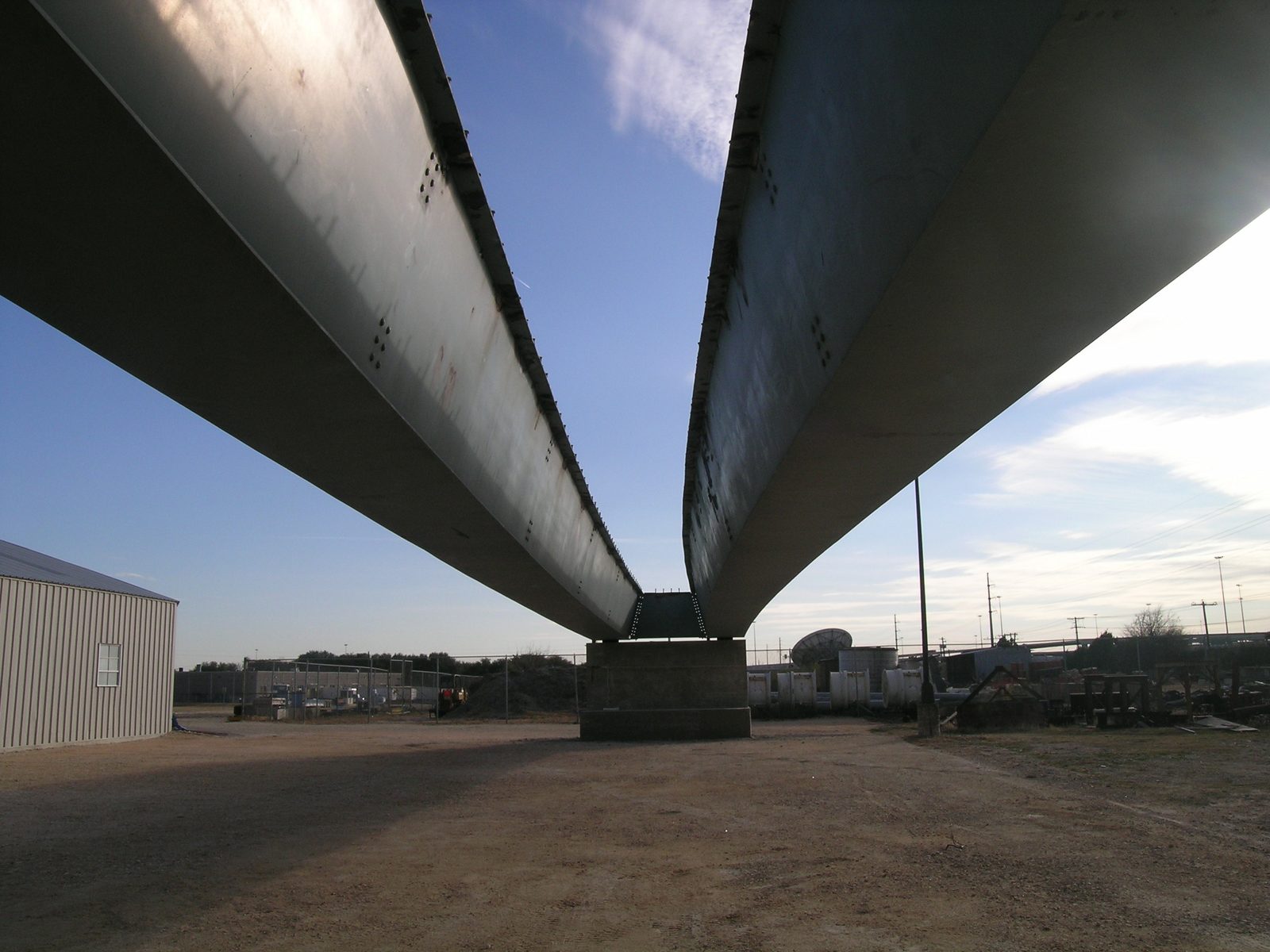 The girders from below.  Note all the bolt holes in the diaphragm that need bolts put in...