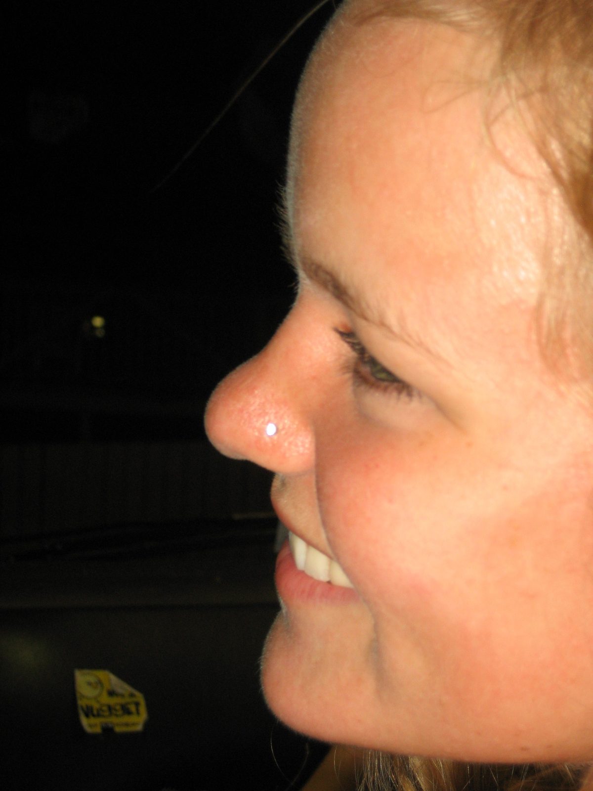 Sharon's face.  Up close.