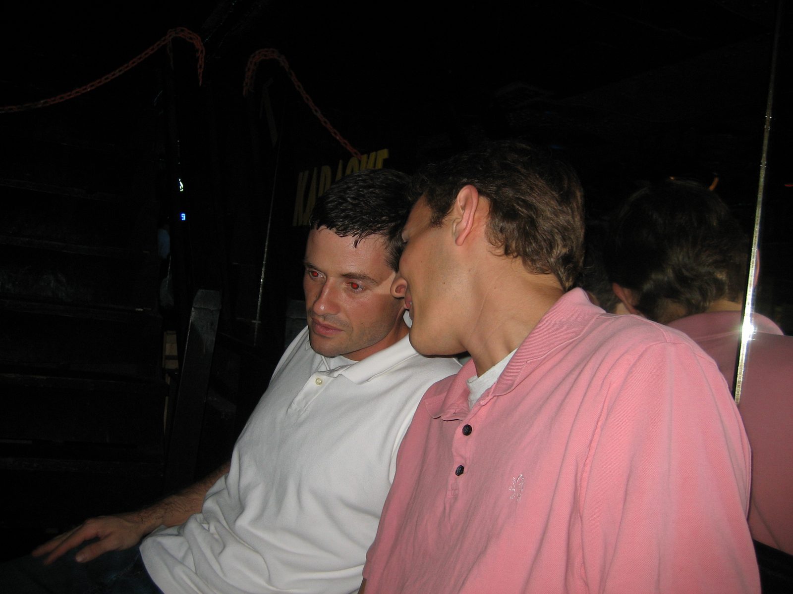 Jay and Matt converse during a kareoke break.