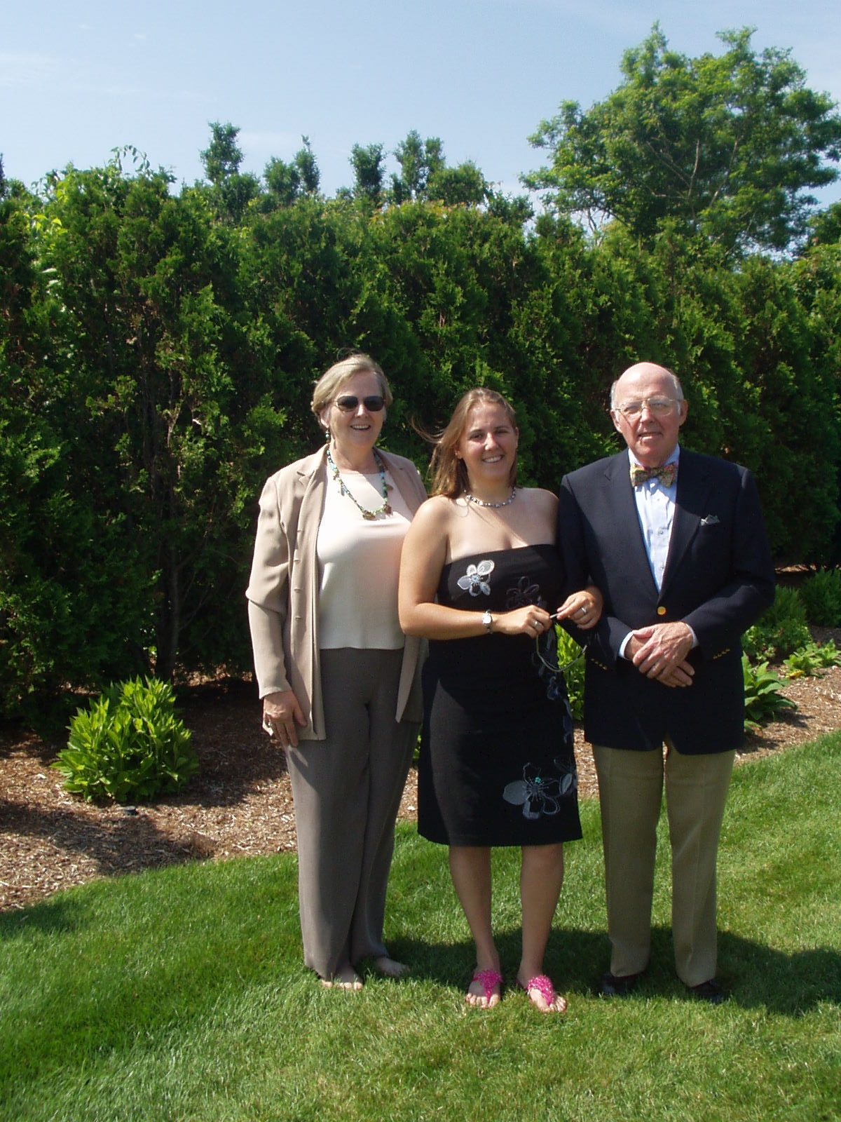 Mom, Catherine, and Dad before the wedding of Jennifer Read to Mike Segerson on Cape Cod, July 2004.