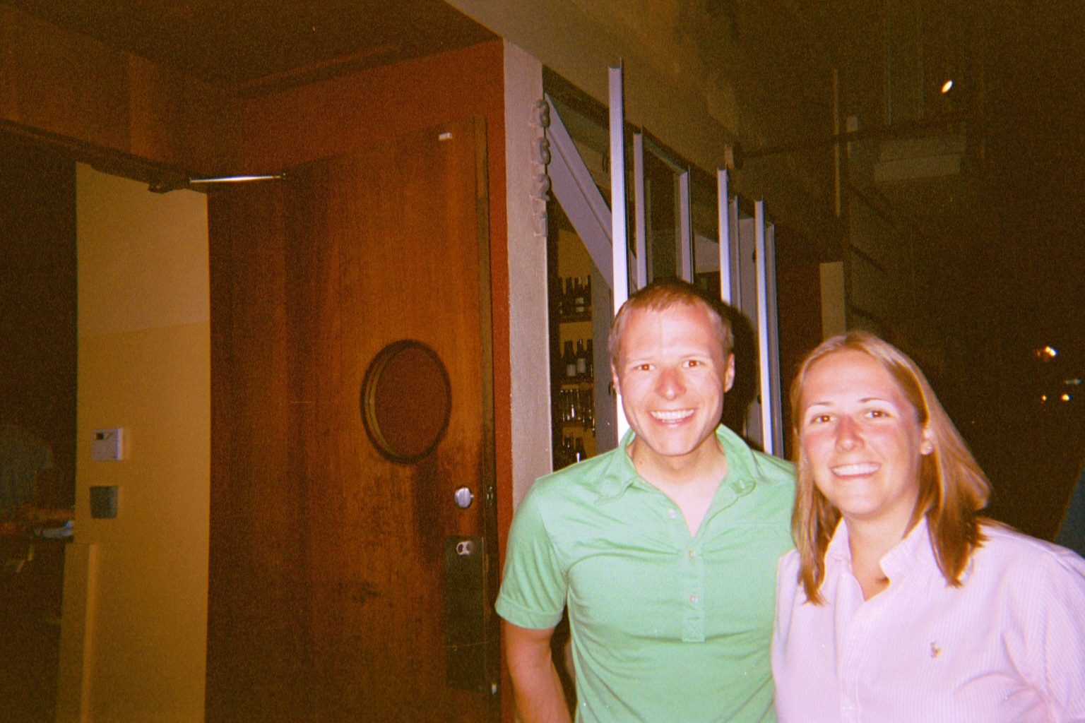 John and Catherine outside the fancy restaurant in the Mission.  I have no idea why we both kind...