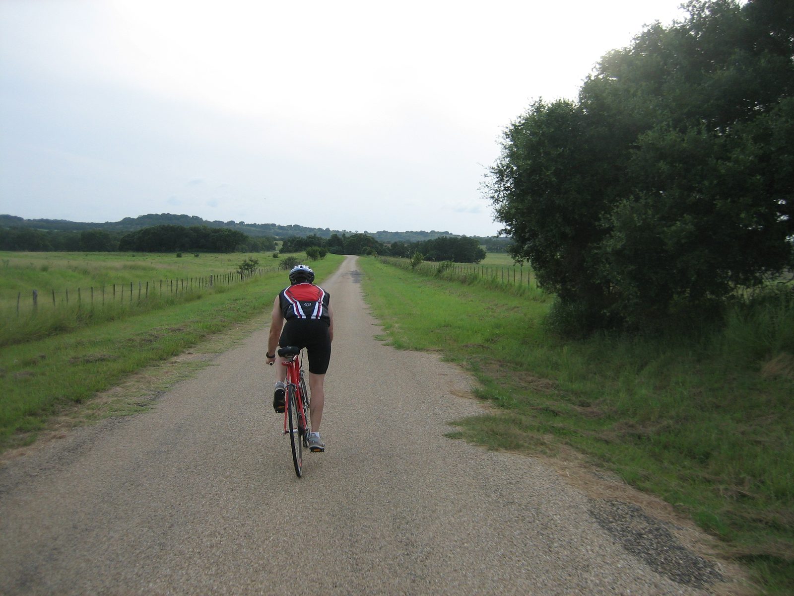 Jay biking on Hayden Ranch Road in Fredericksburg, TX.
