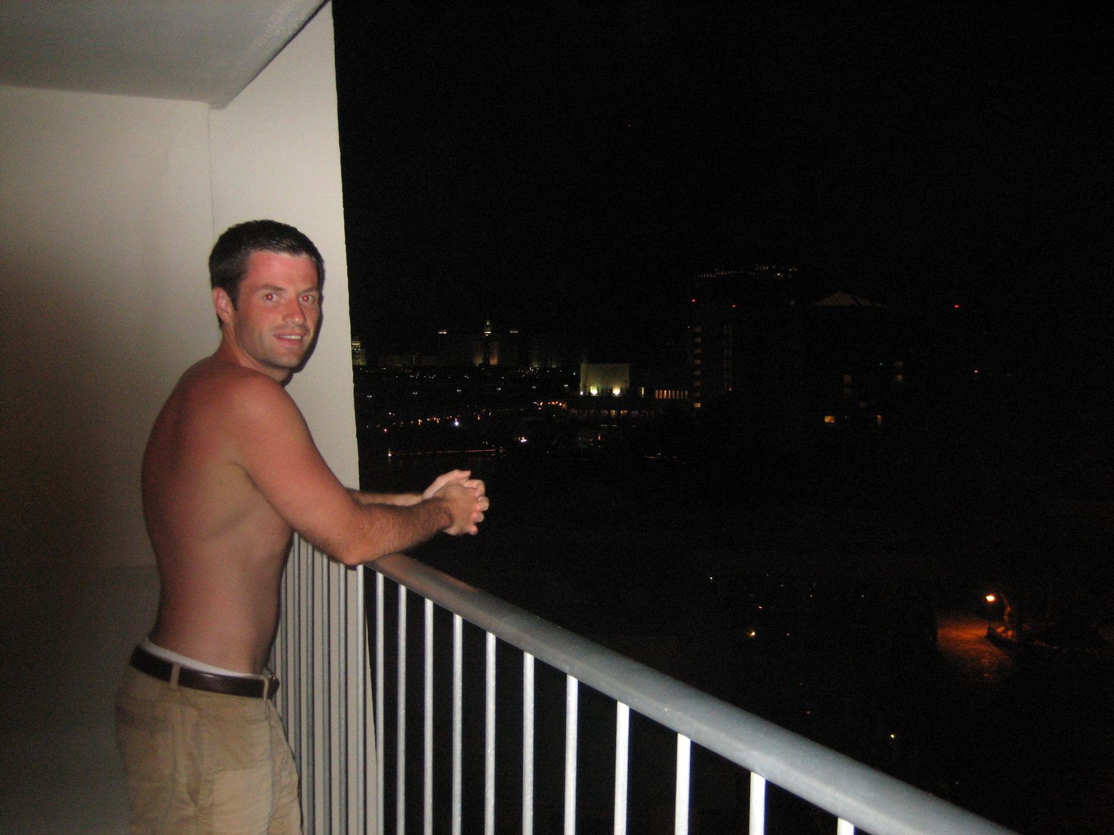 Jay on the balcony Saturday night, post-pool, pre-dinner.